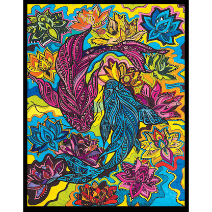 Samtausmalbild 2 KOI KARPFEN 47 x 35 cm