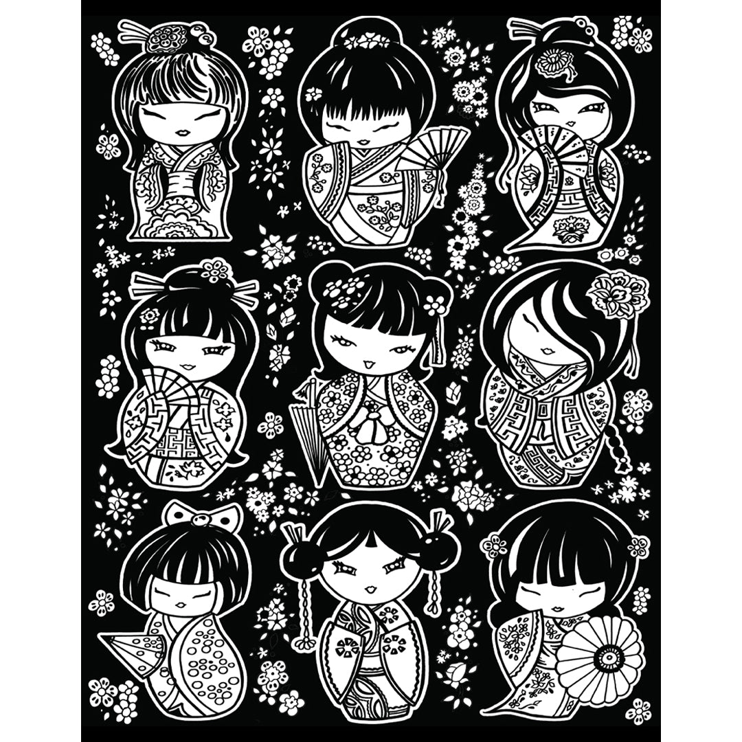 Samtausmalbild KOKESHI 47 x 35 cm