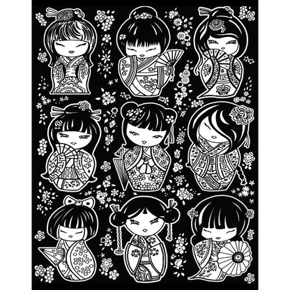 Samtausmalbild KOKESHI 47 x 35 cm