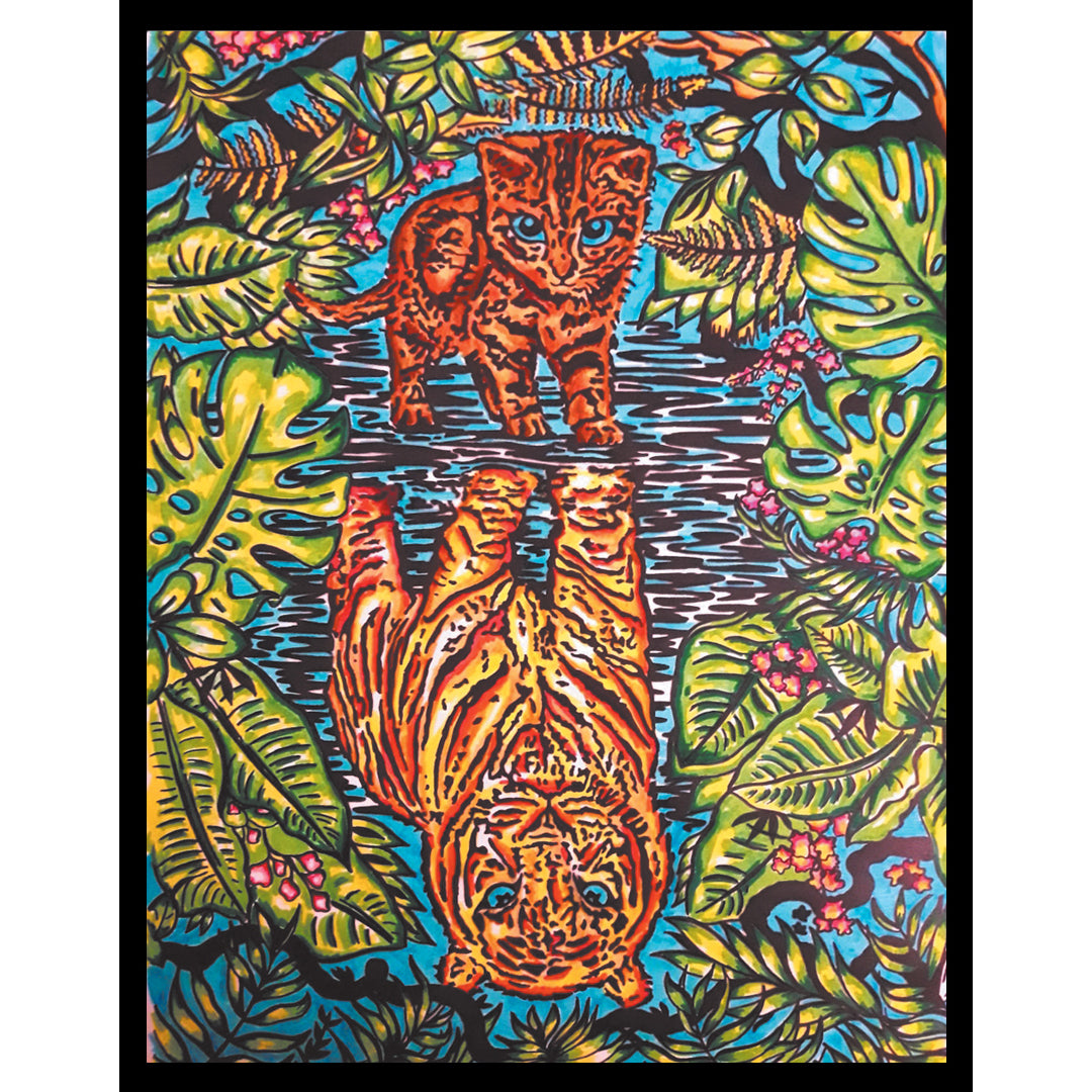 Samtausmalbild TIGER+KATZE 47 x 35 cm