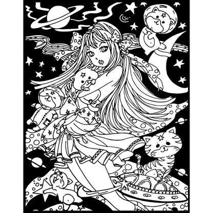 Samtausmalbild SPACE PRINZESSIN 47 x 35 cm
