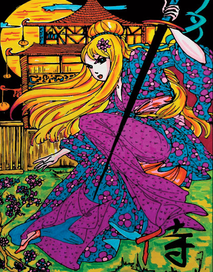 Samtausmalbild SAMURAI PRINZESSIN 47 x 35 cm