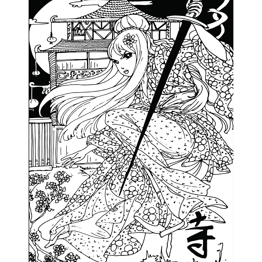 Samtausmalbild SAMURAI PRINZESSIN 47 x 35 cm