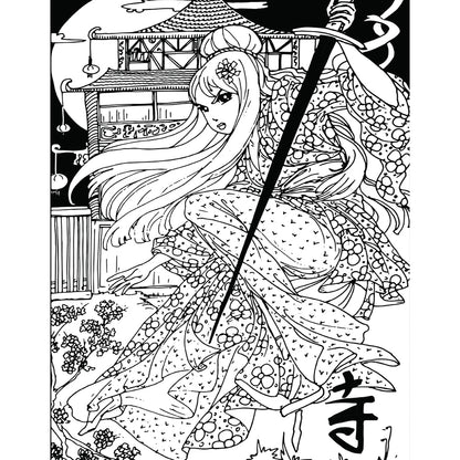 Samtausmalbild SAMURAI PRINZESSIN 47 x 35 cm