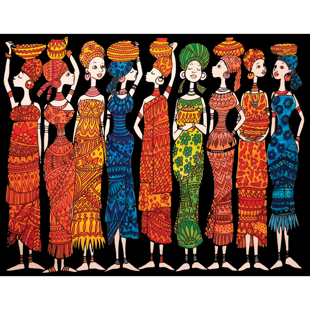 Samtausmalbild AFRIKANISCHE FRAUEN 47 x 35 cm