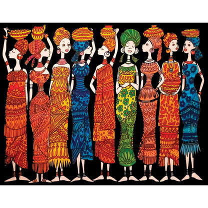 Samtausmalbild AFRIKANISCHE FRAUEN 47 x 35 cm