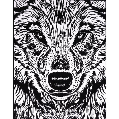 Samtausmalbild WOLF REALISTISCH 47 x 35 cm