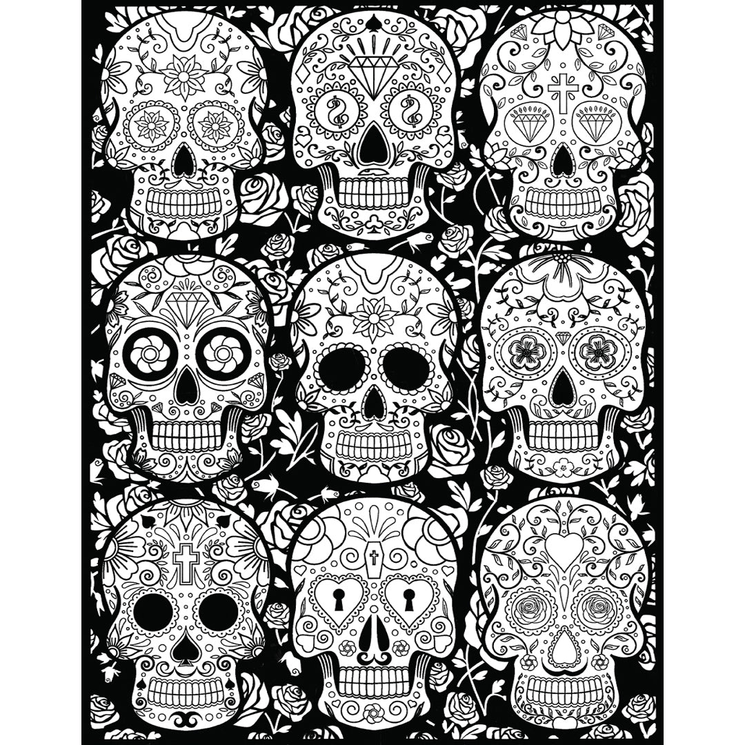 Samtausmalbild TOTENKÖPFE 47 x 35 cm