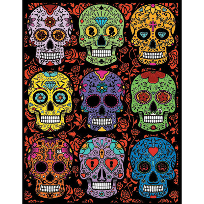 Samtausmalbild TOTENKÖPFE 47 x 35 cm