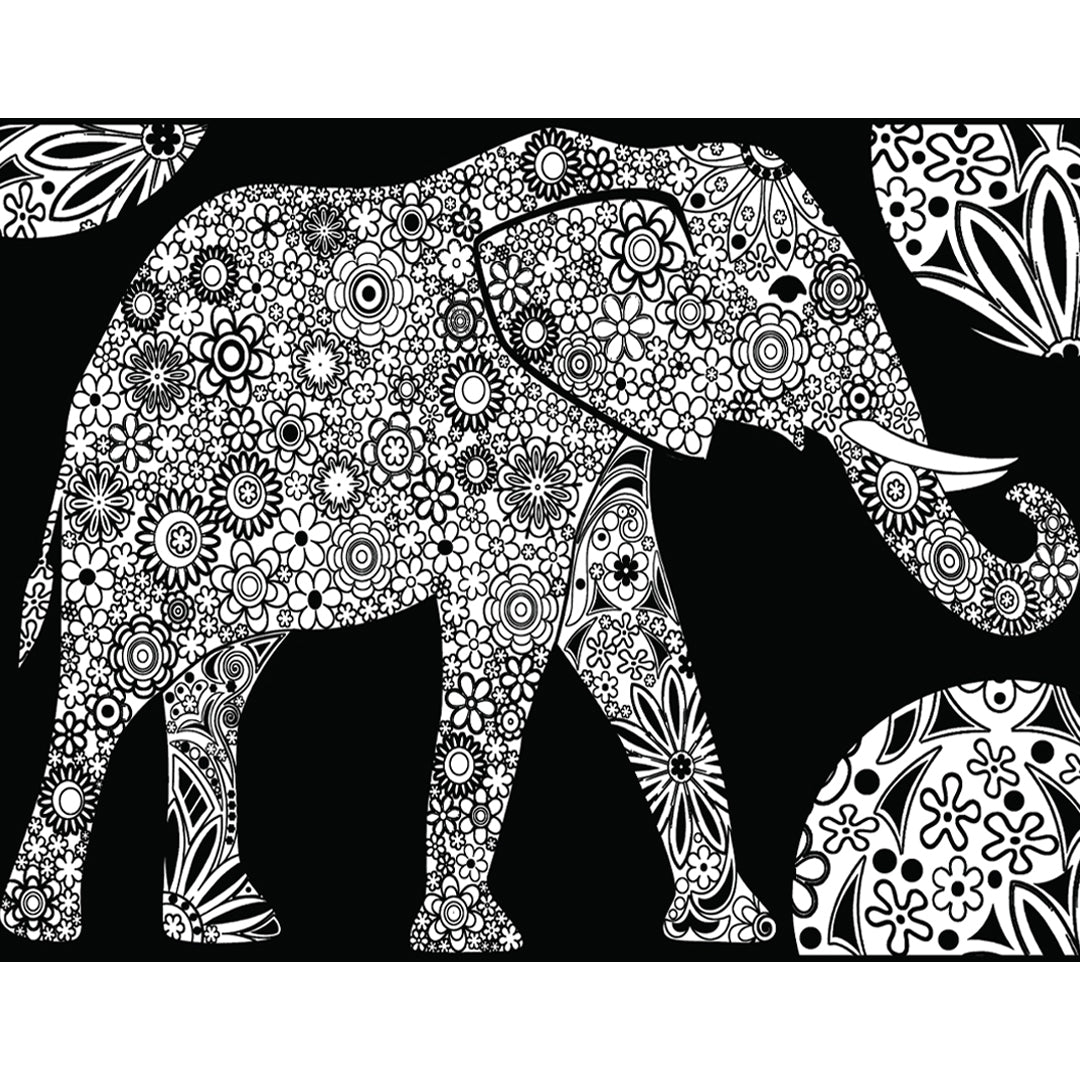 Samtausmalbild ELEFANT MANDALA 47 x 35 cm