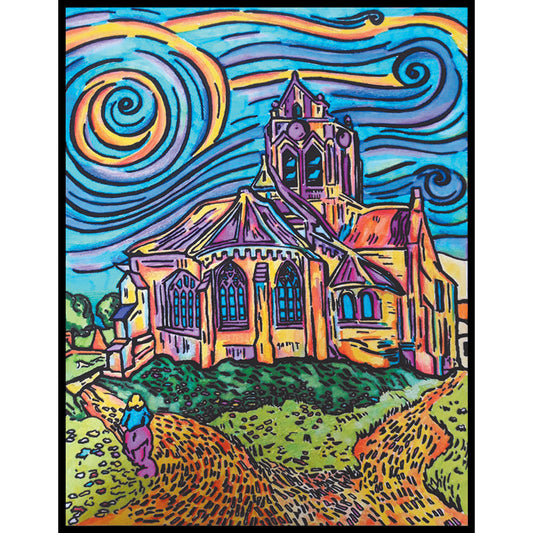 Samtausmalbild DIE KIRCHE 47 x 35 cm