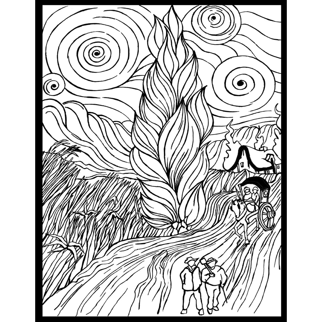 Samtausmalbild STRASSE MIT ZYPRESSE 47 x 35 cm