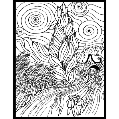 Samtausmalbild STRASSE MIT ZYPRESSE 47 x 35 cm